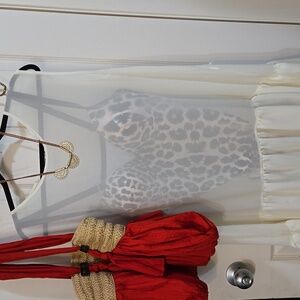 3 for $20☢️Blouse,white,beige,drop waist,cover-up,sheer,sleeveless